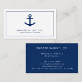 Carte De Visite Ancre marine bleu blanc simple (Devant / Derrière)
