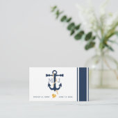 Carte de visite Ancre-nautique bleu de mariage (Debout devant)