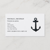 Carte De Visite ANCRE nautique de relief de bleu marine (Dos)