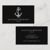 Carte De Visite Ancre Noir d'argent nautique (Devant / Derrière)