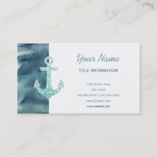 Carte De Visite Ancre turquoise nautique de parties scintillantes