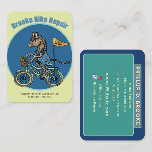 Carte De Visite Âne de réparation de vélo (Devant / Derrière)