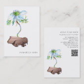 Carte De Visite *~* Anemone Floral Rose Or Code QR Entreprise (Devant / Derrière)