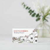 Carte De Visite Anémones blanches Palette Boho vert QR Code (Debout devant)