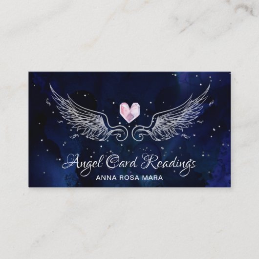 Carte De Visite *~* Ange ailes Starry Night Sky Crystal Heart (Devant)