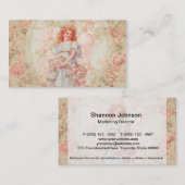 Carte De Visite Ange avec des fleurs (Devant / Derrière)