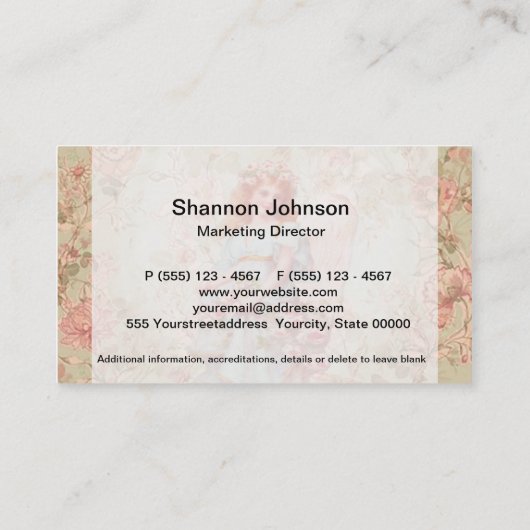 Carte De Visite Ange avec des fleurs (Dos)