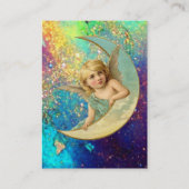 CARTE DE VISITE ANGE DE LA LUNE EN BLEU OR JAUNE PAILLÈTES (Dos)