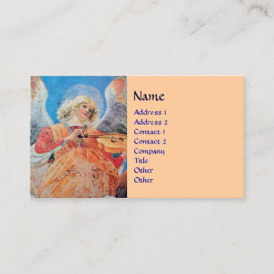 Carte De Visite ANGE DE NOËL À LA MUSIQUE Bleu Pêche