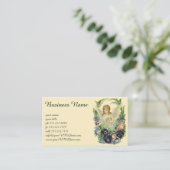 Carte De Visite Ange de Pâques victorien avec Fleurs de Pansy Viol (Debout devant)