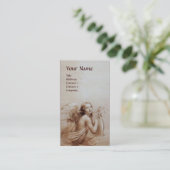 Carte De Visite ANGE JOUER LYRA SUR LES NUAGES Monogramme Or (Debout devant)