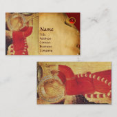 CARTE DE VISITE ANGE MUSICAL EN ROUGE ET OR (Devant / Derrière)