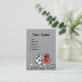 Carte De Visite ANGE PEINTURE D'UN MONOGRAMME DE FLEURS ROUGES gri (Debout devant)