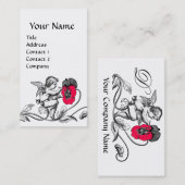 Carte De Visite ANGE PEINTURE D'UN MONOGRAMME FLEURIER ROSE noir b (Devant / Derrière)