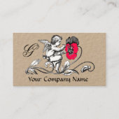 Carte De Visite ANGE PEINTURE D'UNE FLEURS ROSE, MONOGRAM Papier K (Dos)