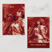 CARTE DE VISITE ANGE ROMANTIQUE AVEC PEUR EN ROUGE ANTIQUE, BLANC (Devant / Derrière)
