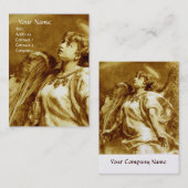 Carte De Visite ANGE ROMANTIQUE EN SEPIA BROWN JAUNE perle blanche (Devant / Derrière)