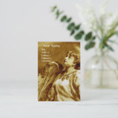 Carte De Visite ANGE ROMANTIQUE EN SEPIA BROWN JAUNE perle blanche (Debout devant)