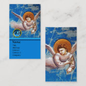 CARTE DE VISITE ANGE VOL EN BLEU, MONOGRAMME DE GEM SAPPHIRE (Devant / Derrière)