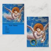 CARTE DE VISITE ANGE VOLANT EN BLEU, SAPPHIRE MONOGRAMME EN PIERRE (Devant / Derrière)