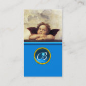 Carte De Visite ANGEL aile Cherub Monogramme bleu saphir argent (Dos)