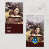 Carte De Visite ANGEL aile Cherub Monogramme bleu saphir noir (Devant / Derrière)