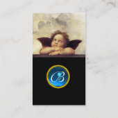 Carte De Visite ANGEL aile Cherub Monogramme bleu saphir noir (Dos)