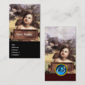 Carte De Visite ANGEL aile Cherub Monogramme bleu saphir noir (Devant / Derrière)