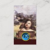 Carte De Visite ANGEL aile Cherub Monogramme bleu saphir noir (Dos)