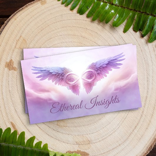 Carte De Visite Angel ailes et symbole d'infini - pastel doux