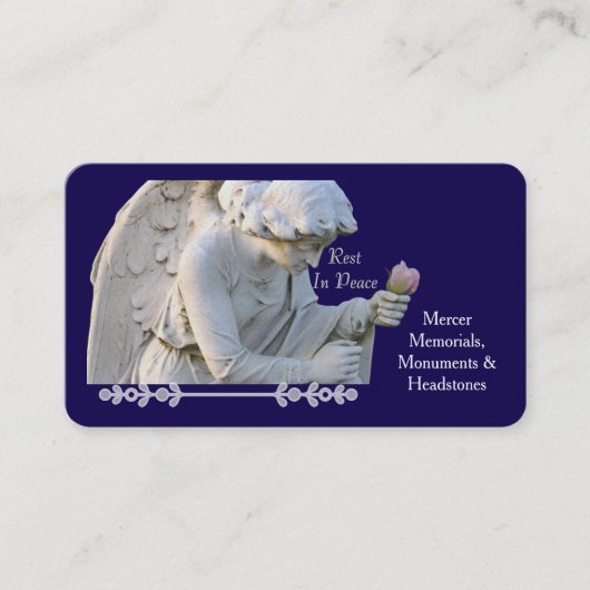 CARTE DE VISITE "ANGEL AVEC ROSE/REPOS EN PAIX" (Devant)