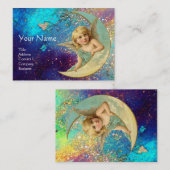 CARTE DE VISITE ANGEL LUNE EN PARKLES JAUNES BLEU (Devant / Derrière)