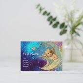 CARTE DE VISITE ANGEL LUNE EN PARKLES JAUNES BLEU (Debout devant)