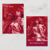 CARTE DE VISITE ANGEL ROMANTIQUE AVEC PLUIE EN ROSE, FUCHSIA, BLAN (Devant / Derrière)