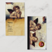 Carte De Visite ANGELS aile Cherub Monogra, Paechment, Rubis rouge (Devant / Derrière)