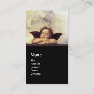 Carte De Visite ANGELS Chérubs ailés Monogramme Blue Sapphire noir