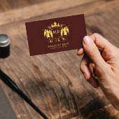 Carte De Visite Angels Crest | Luxuriante Gold Initial en Bourgogn