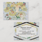 Carte De Visite Anges, papillons et fleurs en jaune (Devant / Derrière)