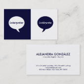 Carte De Visite Anglais-espagnol d'interprète (Devant / Derrière)
