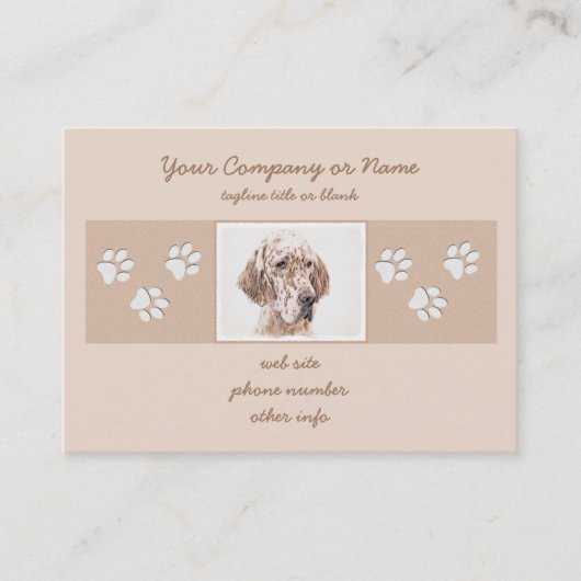 Carte De Visite Anglais Setter Orange Belton Peinture Chien Art (Devant)
