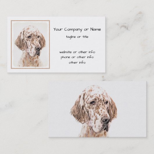 Carte De Visite Anglais Setter Orange Belton Peinture Chien Art (Devant / Derrière)