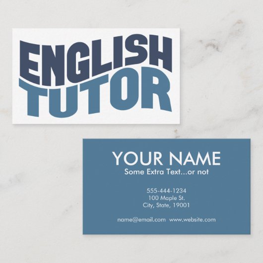 Carte de visite anglais Tutor (Devant / Derrière)