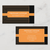 Carte De Visite Angle arrondi abstrait et encadré noir moderne (Devant / Derrière)