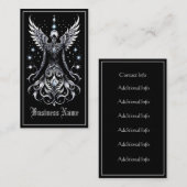 Carte De Visite Angle De Tatouage Noir Et Argent (Devant / Derrière)