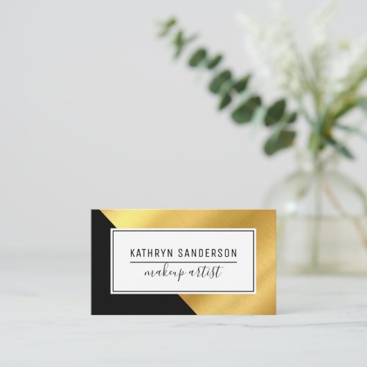 Carte De Visite ANGLE MINIMAL MODERNE Angle d'or noir blanc (Debout devant)