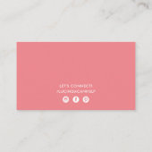 Carte De Visite ANGLE MODERNE GRAS minimal corail noir rose simple (Dos)