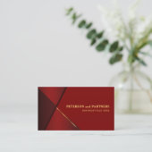 Carte De Visite Angle rouge avec ligne d'or | Red (Debout devant)