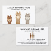 Carte De Visite Animal blanc d'Alpaca (Devant / Derrière)