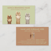 Carte De Visite Animal Brown vert Alpaca (Devant / Derrière)