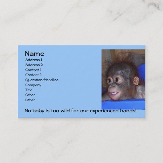 Carte de visite animal de babysitter (Devant)